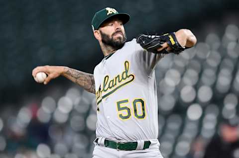 BALTIMORE, MD – SEPTEMBER 11: Mike Fiers #50 of the Oakland Athletics pitches against the Baltimore Orioles at Oriole Park at Camden Yards on September 11, 2018 in Baltimore, Maryland. (Photo by G Fiume/Getty Images)