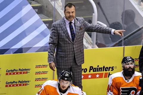 Head coach Alain Vigneault of the Philadelphia Flyers (Photo by Elsa/Getty Images)