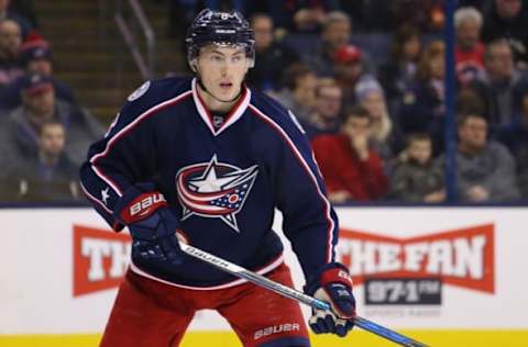 NHL Mid-Season Awards: Columbus Blue Jackets defenseman Zach Werenski (8) against the Boston Bruins at Nationwide Arena. The Blue Jackets won 4-3. Mandatory Credit: Aaron Doster-USA TODAY Sports