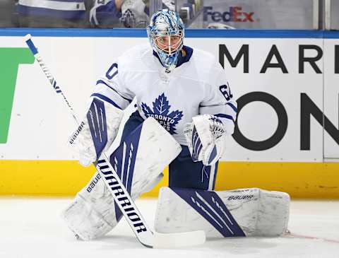 TORONTO, ON – NOVEMBER 6: Joseph Woll #60 of the Toronto Maple Leafs   (Photo by Claus Andersen/Getty Images)