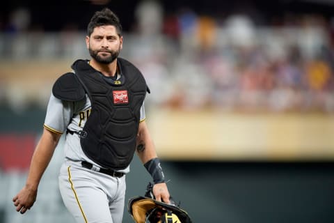 MINNEAPOLIS, MN – AUGUST 14: Francisco Cervelli #29 of the Pittsburgh Pirates looks on during the interleague game against the Minnesota Twins on August 14, 2018 at Target Field in Minneapolis, Minnesota. The Twins defeated the Pirates 5-2. (Photo by Hannah Foslien/Getty Images)