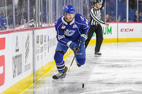 Taylor Raddysh #18 of the Syracuse Crunch. (Photo by Stephane Dube /Getty Images)