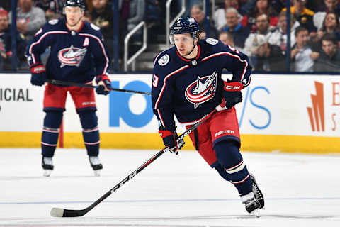 COLUMBUS, OH – MARCH 6: Artemi Panarin #9 of the Columbus Blue Jackets skates against the Vegas Golden Knights on March 6, 2018 at Nationwide Arena in Columbus, Ohio. (Photo by Jamie Sabau/NHLI via Getty Images)