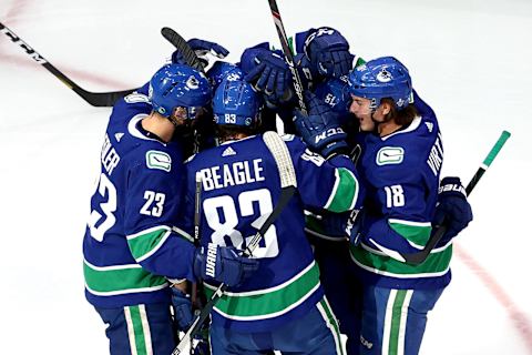 Jake Virtanen #18 of the Vancouver Canucks (Photo by Bruce Bennett/Getty Images)