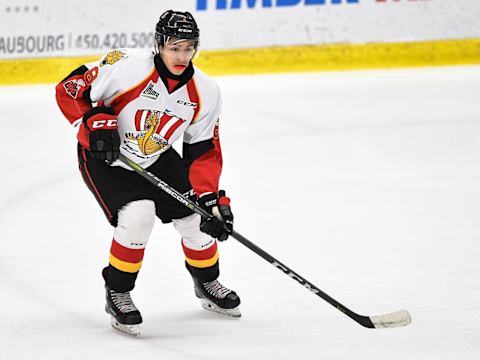 BOISBRIAND, QC – NOVEMBER 24: Christopher Merisier-Ortiz #8 of the Baie-Comeau Drakkar skates against the Blainville-Boisbriand Armada during the QMJHL game at Centre d’Excellence Sports Rousseau on November 24, 2017 in Boisbriand, Quebec, Canada. The Blainville-Boisbriand Armada defeated the Baie-Comeau Drakkar 5-3. (Photo by Minas Panagiotakis/Getty Images)