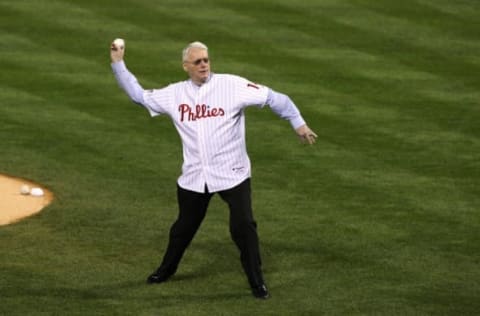 PHILADELPHIA – OCTOBER 27: Former Philadelphia Phillies pitcher and U.S. Senator Jim Bunning (R-KY) throws out the ceremonial first pitch prior to game five of the 2008 MLB World Series between the Philadelphia Phillies and the Tampa Bay Rays on October 27, 2008 at Citizens Bank Park in Philadelphia, Pennsylvania. (Photo by Jim McIsaac/Getty Images)