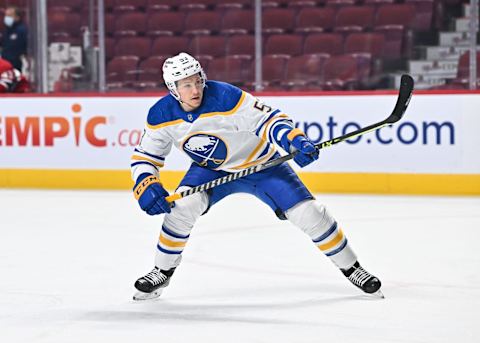 MONTREAL, QC – FEBRUARY 13: Jeff Skinner #53 of the Buffalo Sabres skates against the Montreal Canadiens during the first period at Centre Bell on February 13, 2022 in Montreal, Canada. The Buffalo Sabres defeated the Montreal Canadiens 5-3. (Photo by Minas Panagiotakis/Getty Images)