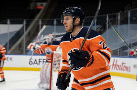 Slater Koekkoek #20, Edmonton Oilers (Photo by Codie McLachlan/Getty Images)