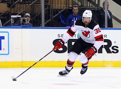 Freddy Gauthier #38 of the New Jersey Devils (Photo by Bruce Bennett/Getty Images)