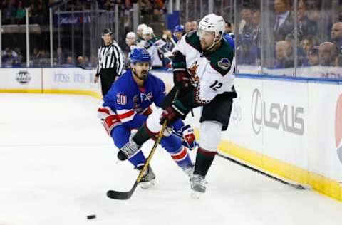 NEW YORK, NY – NOVEMBER 13: Nick Ritchie #12 of the Arizona Coyotes skates during the game against the New York Rangers on November 13, 2022, at Madison Square Garden in New York, New York. (Photo by Rich Graessle/Getty Images)