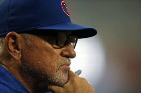 NEW YORK, NY – MAY 31: Joe Maddon #70 of the Chicago Cubs looks on against the New York Mets during the first-second inning at Citi Field on May 31, 2018 in the Flushing neighborhood of the Queens borough of New York City. (Photo by Adam Hunger/Getty Images)