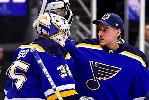 St. Louis Blues goaltender Jordan Binnington (50)Mandatory Credit: Jeff Curry-USA TODAY Sports