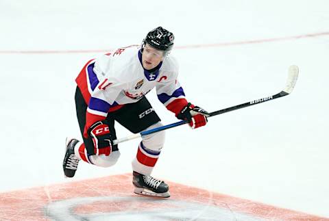 HAMILTON, ON – JANUARY 16: Alexis Lafreniere #11 of Team White skates during the 2020 CHL/NHL Top Prospects Game against Team Red at FirstOntario Centre on January 16, 2020 in Hamilton, Canada. (Photo by Vaughn Ridley/Getty Images)