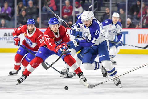 Boris Katchouk #13 of the Syracuse Crunch. (Photo by Stephane Dube /Getty Images)