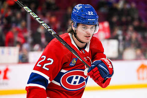 Jan 17, 2023; Montreal, Quebec, CAN; Montreal Canadiens right wing Cole Caufield. Mandatory Credit: David Kirouac-USA TODAY Sports