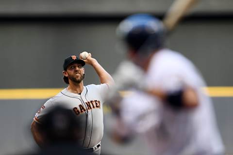 Currently, Bumgarner could be pitching his way in some team’s rotation. Photo by Stacy Revere/Getty Images.