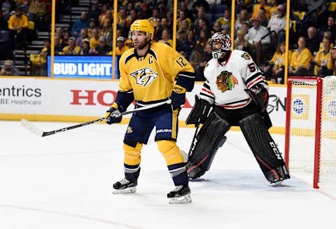 Newly names captain Mike Fisher #12 of the Nashville Predators  (Photo by Sanford Myers/Getty Images)