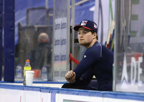 Alexis Lafreniere #13 of the New York Rangers. (Photo by Bruce Bennett/Getty Images)