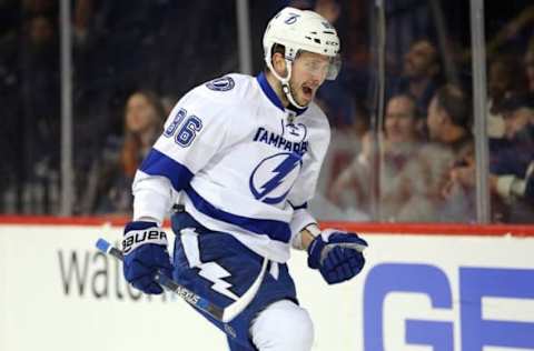 NHL Power Rankings: Tampa Bay Lightning right wing Nikita Kucherov (86) celebrates his goal against the New York Islanders during the first period at Barclays Center. Mandatory Credit: Brad Penner-USA TODAY Sports