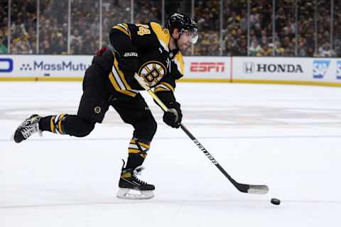 Jake DeBrusk #74 of the Boston Bruins. (Photo by Maddie Meyer/Getty Images)