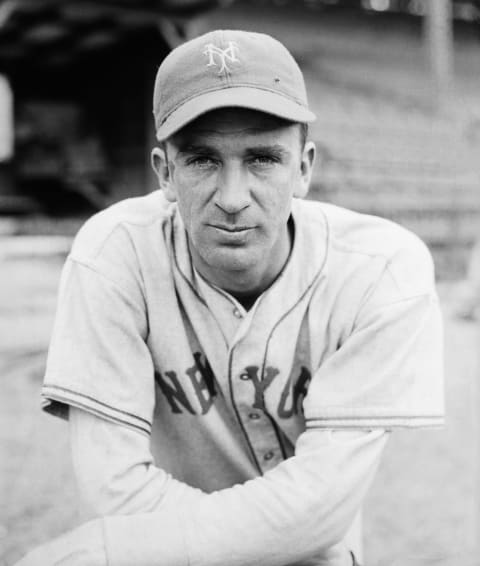 (Original Caption) 2/24/1937-Havana, Cuba: Carl Hubbbell, star pitcher, shown at training with the New York Giants at their Havana, Cuba, spring training camp.