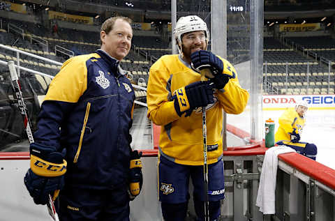 PITTSBURGH, PA – MAY 31: Nashville Predators assistant coach Phil Housley and PA Parenteau