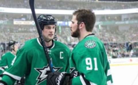 Dallas Stars left wing Jamie Benn (14) and center Tyler Seguin (91) (Jerome Miron-USA TODAY Sports)