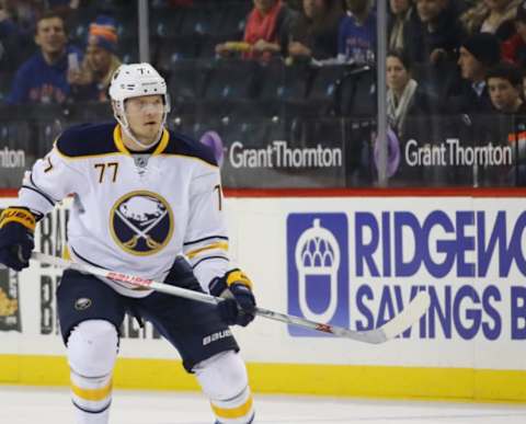 NEW YORK, NY – DECEMBER 23: Dmitry Kulikov #77 of the Buffalo Sabres skates against the New York Islanders at the Barclays Center on December 23, 2016 in the Brooklyn borough of New York City. The Islanders defeated the Sabres 5-1. (Photo by Bruce Bennett/Getty Images)