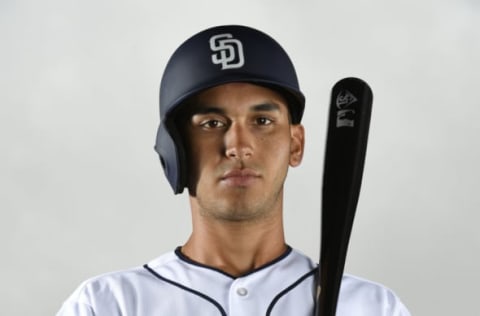 PEORIA,AZ – FEBRUARY 19:Javier Guerra #70 of the San Diego Padres poses for a portrait on photo day at the Peoria Sports Complex on February 19, 2017 in Peoria, Arizona. (Photo by Andy Hayt/San diego Padres/Getty Images)