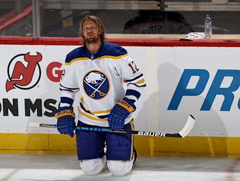 Eric Staal #12 of the Buffalo Sabres. (Photo by Elsa/Getty Images)