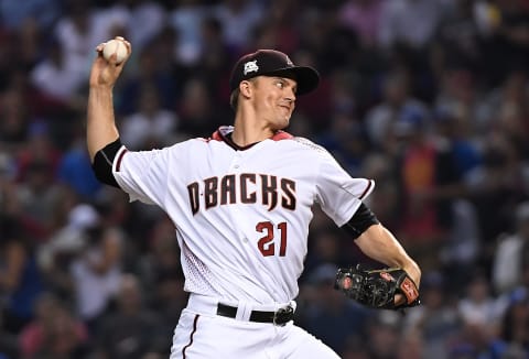 Greinke’s loss of velocity is a major concern for the D-backs. Photo by Norm Hall/Getty Images.