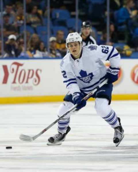 Sep 29, 2015; Buffalo, NY, USA; Toronto Maple Leafs right wing William Nylander (62) during the game against the Buffalo Sabres at First Niagara Center. Mandatory Credit: Kevin Hoffman-USA TODAY Sports