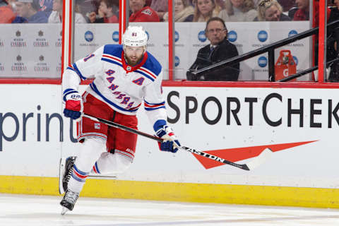 OTTAWA, ON – FEBRUARY 17: Rick Nash #61 of the New York Rangers skates against the Ottawa Senators at Canadian Tire Centre on February 17, 2018 in Ottawa, Ontario, Canada. (Photo by Jana Chytilova/Freestyle Photography/Getty Images)