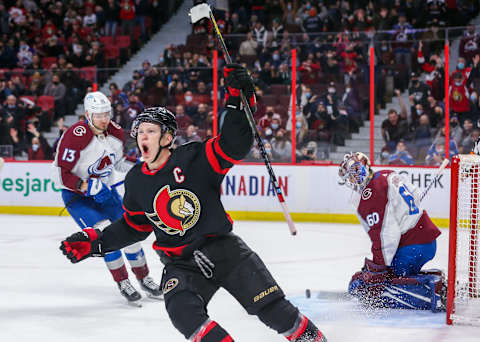 Brady Tkachuk #7 of the Ottawa Senators (Photo by Chris Tanouye/Getty Images)