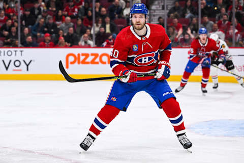 Feb 14, 2023; Montreal, Quebec, CAN; Montreal Canadiens right wing Joel Armia. Mandatory Credit: David Kirouac-USA TODAY Sports