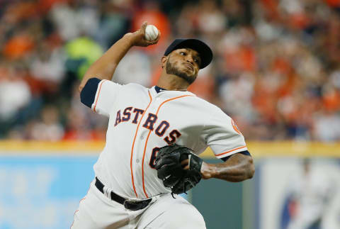 HOUSTON, TX – OCTOBER 17: Josh James #63 of the Houston Astros pitches in the third inning against the Boston Red Sox during Game Four of the American League Championship Series at Minute Maid Park on October 17, 2018 in Houston, Texas. (Photo by Bob Levey/Getty Images)