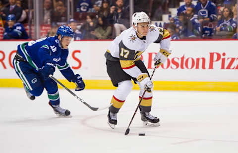 Nick Suzuki for the Vegas Golden Knights. (Photo by Rich Lam/Getty Images) *** Local Caption ***