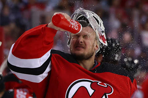 New Jersey Devils goaltender Vitek Vanecek (41): Ed Mulholland-USA TODAY Sports