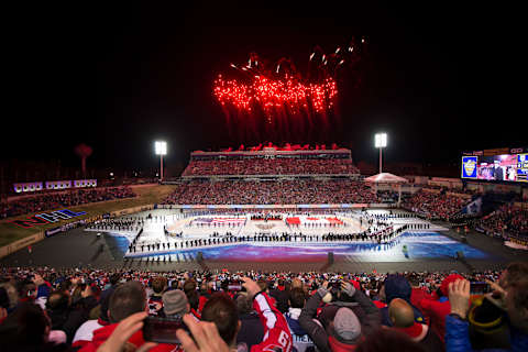 ANNAPOLIS, MD – MARCH 03: A general view of the United States Naval Academy during the national anthem prior to the Coors Light NHL Stadium Series game between the Toronto Maple Leafs and Washington Capitals on March 3, 2018 in Annapolis, Maryland. (Photo by Mitchell Leff/Getty Images)