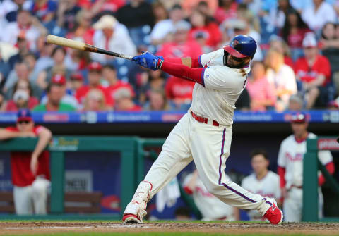 Swinging from the left side, Santana is an important cog in the Phillies offense. Photo by Rich Schultz/Getty Images.