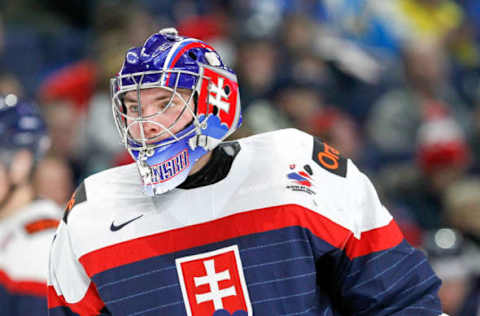 BUFFALO, NY – DECEMBER 30: Roman Durny #30 of Slovakia skates against Finland during the second period of play in the IIHF World Junior Championships on December 30, 2017. (Photo by Nicholas T. LoVerde/Getty Images)