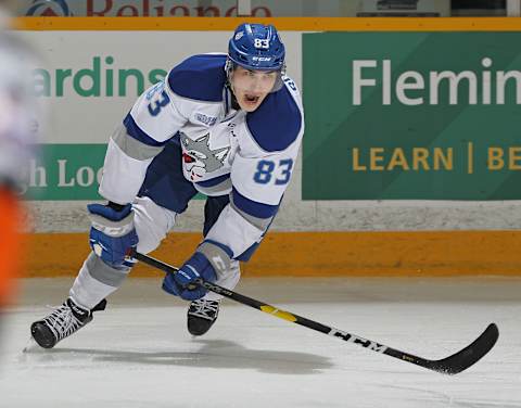 Adam Ruzicka #83 of the Sudbury Wolves (Photo by Claus Andersen/Getty Images)