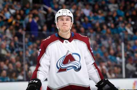 SAN JOSE, CA – APRIL 05: Mikko Rantanen #96 of the Colorado Avalanche skates against the San Jose Sharks at SAP Center on April 5, 2018 in San Jose, California. (Photo by Rocky W. Widner/NHL/Getty Images) *** Local Caption *** Mikko Rantanen