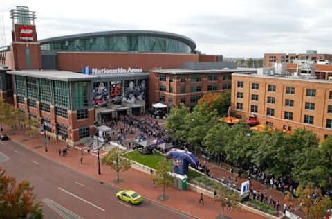 COLUMBUS, OH – OCTOBER 9: Fans line up outside of Nationwide Arena as members of the Columbus Blue Jackets walk down a blue carpet prior to the start of the opening night game against the New York Rangers on October 9, 2015 at Nationwide Arena in Columbus, Ohio. (Photo by Kirk Irwin/Getty Images)