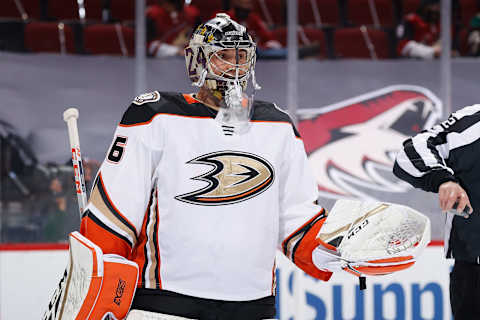 Goaltender John Gibson #36 of the Anaheim Ducks. (Photo by Christian Petersen/Getty Images)