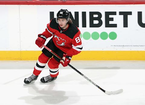 Jack Hughes #86 of the New Jersey Devils (Photo by Bruce Bennett/Getty Images)