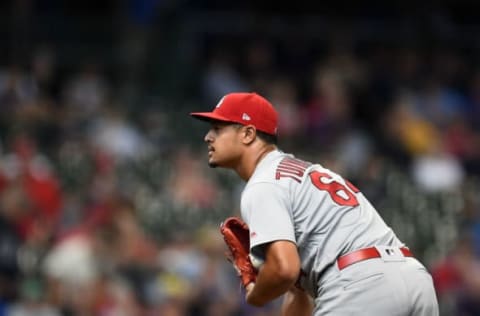 MILWAUKEE, WI – MAY 30: Sam Tuivailala #64 of the St. Louis Cardinals throws a pitch during a game against the Milwaukee Brewers at Miller Park on May 30, 2018 in Milwaukee, Wisconsin. The Brewers defeated Cardinals 3-2. (Photo by Stacy Revere/Getty Images)