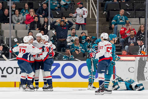 Evgeny Kuznetsov, Martin Fehervary, Washington Capitals Mandatory Credit: Neville E. Guard-USA TODAY Sports