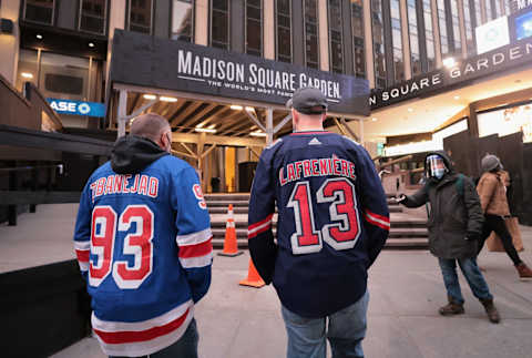 Fans return to the arena for the game between the New York Rangers and the Boston Bruins at Madison Square Garden. (Photo by Bruce Bennett/Getty Images)