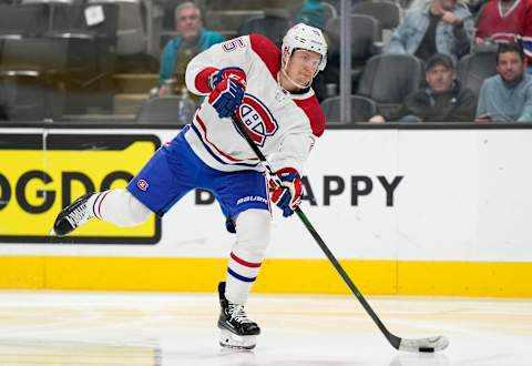 SAN JOSE, CALIFORNIA – FEBRUARY 28: Denis Gurianov #25 of the Montreal Canadiens shoots on goal against the San Jose Sharks during the third period at SAP Center on February 28, 2023 in San Jose, California. (Photo by Thearon W. Henderson/Getty Images)